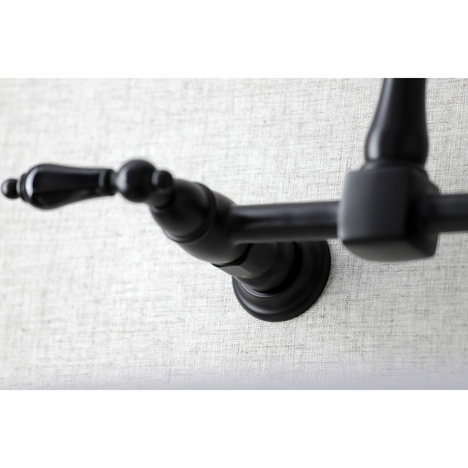 Kingston Heirloom KS1240PKL - Duchess Two-Handle 2-Hole Wall Mount Bridge Kitchen Faucet, Matte Black — thumbnail 3